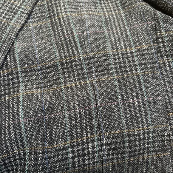 Vintage Hart Schaffner Marx 100% Silk Glen Plaid Gray 44R Blazer Oak Hall READ - Picture 10 of 10